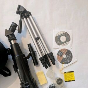 Black and Silver Telescope with Tripod